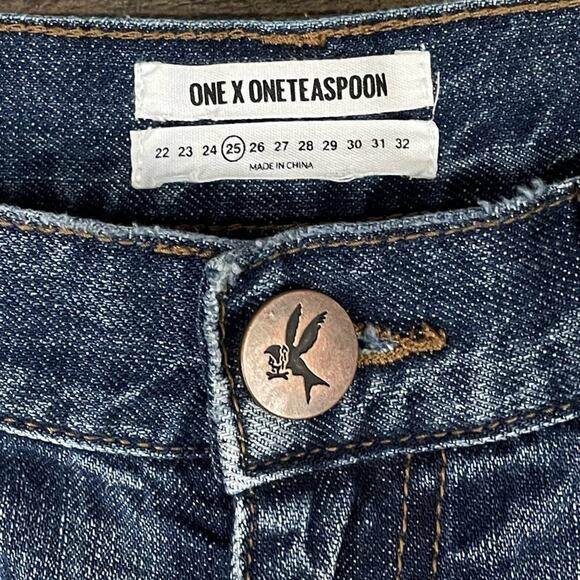 One Teaspoon Awesome Baggies Jeans Low Waist Relaxed Leg Blue Size 25 - Picture 3 of 12